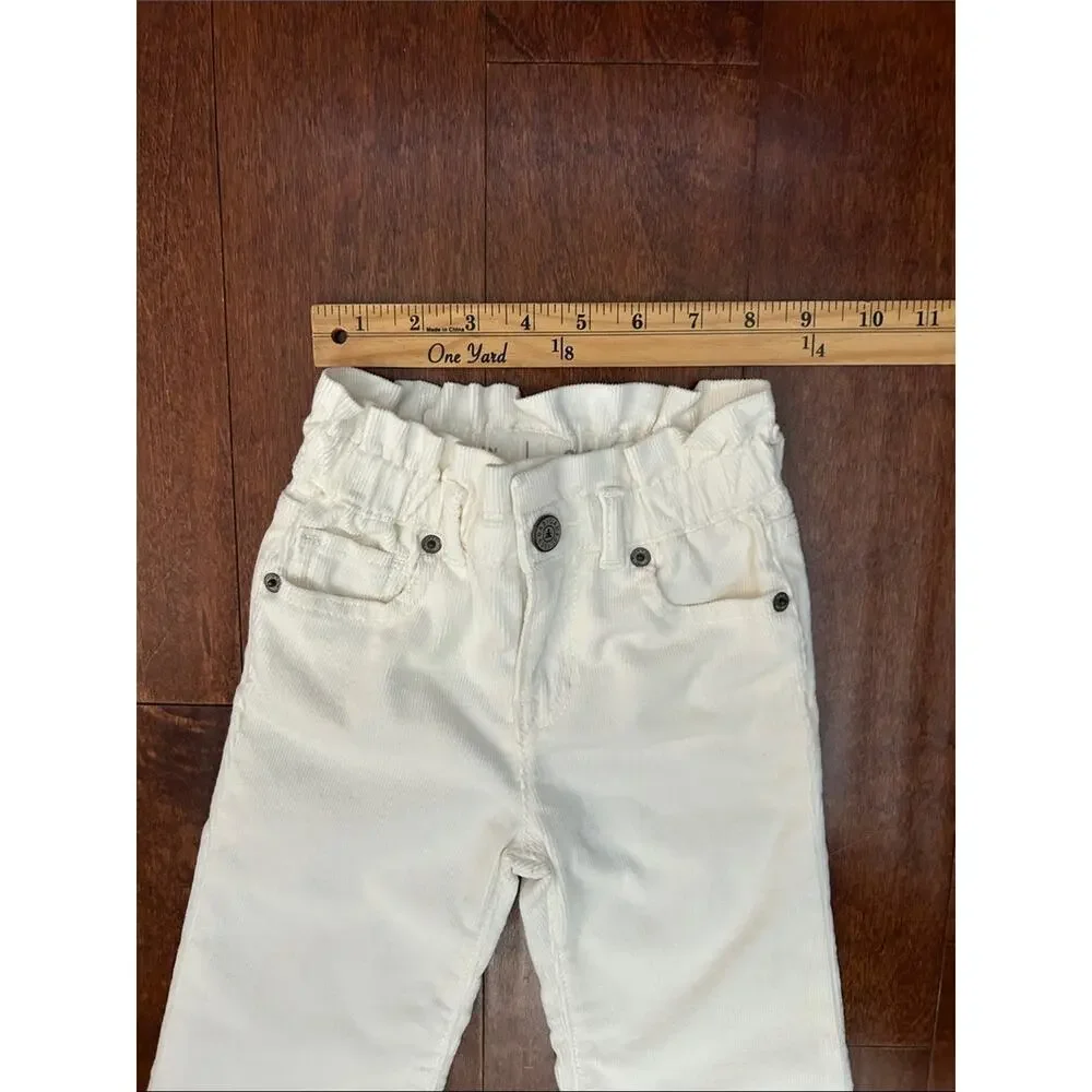 GAP Bundle Toddler Girls Embroidered Denim & Cream Corduroy Pants Set, Size 2y